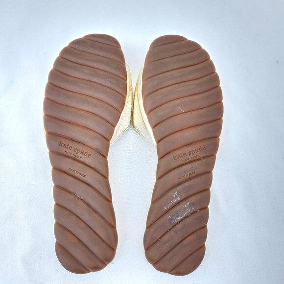 Kate Spade Made in Italy Gold Love Knot Slide Sandals Sz 6B Excellent Condition - Picture 7 of 7